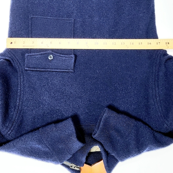 100% Merino wool navy thick zipper high-neck boxy Oversized sweater Size XS - Picture 3 of 8